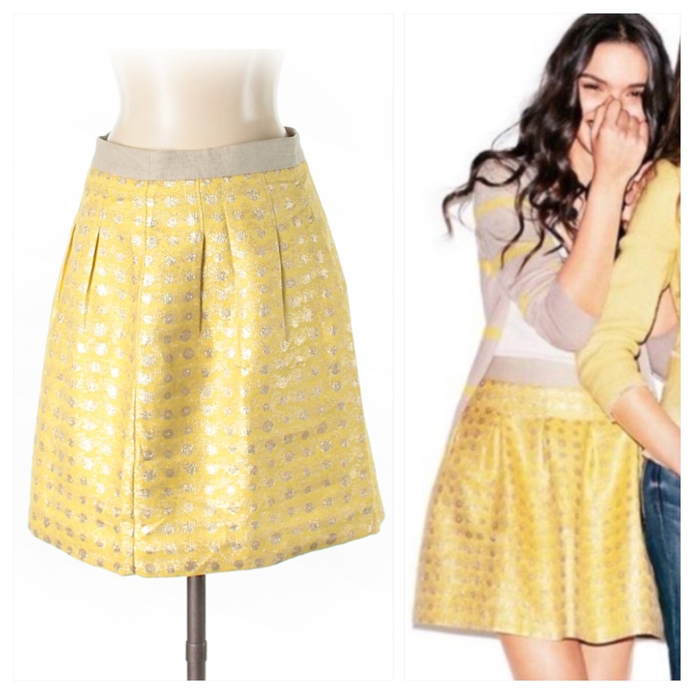 LOFT Yellow and Silver Mini Skirt